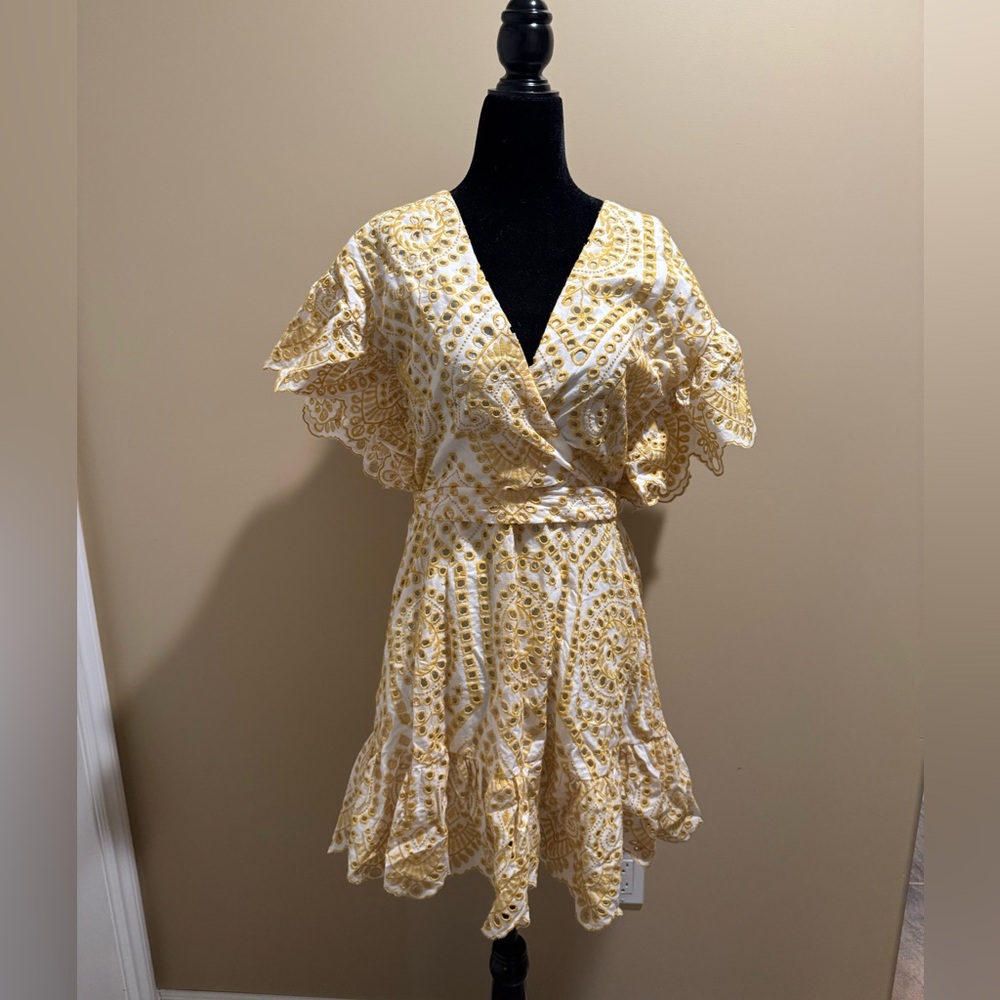 Mink Pink White and Yellow Lace Dress NWT